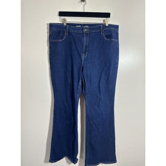 Old Navy High Rise Wow Flare Jeans Womens 18 Blue Retro Cotton Stretch - Picture 1 of 4